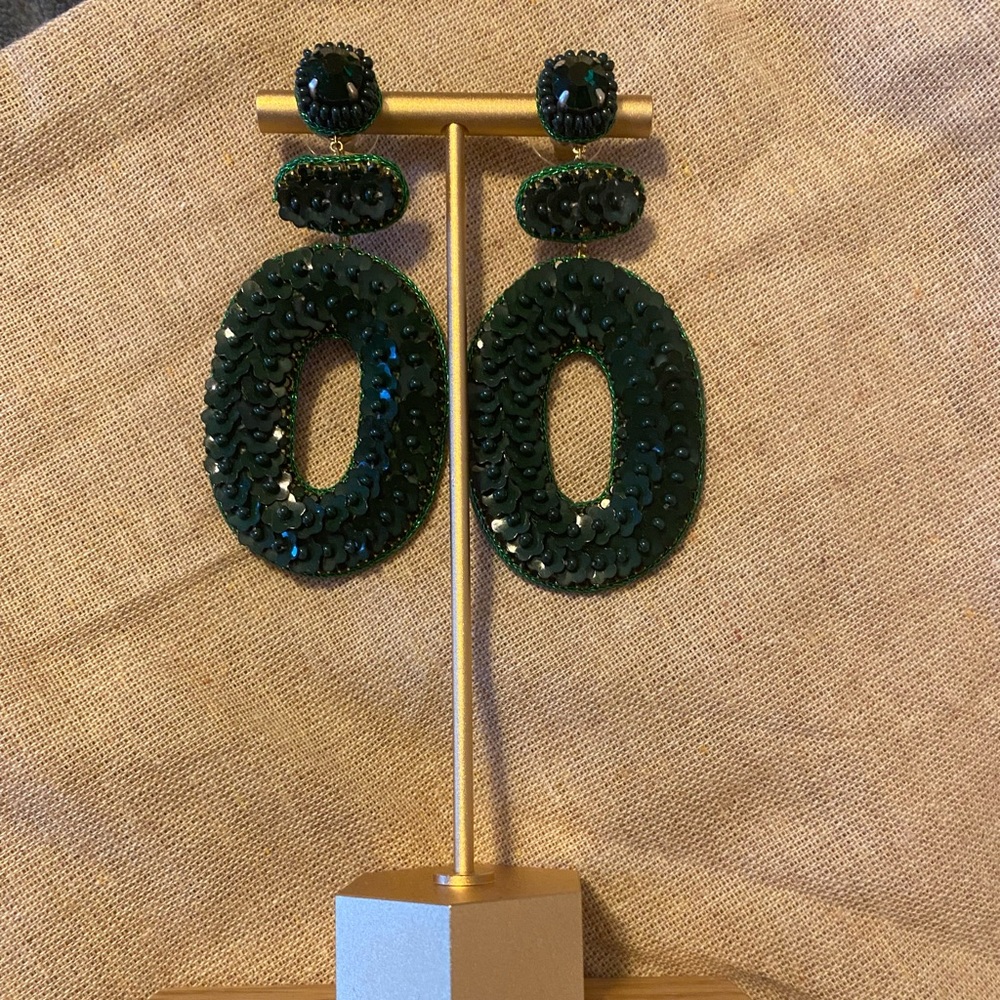 Green Hoop Earrings